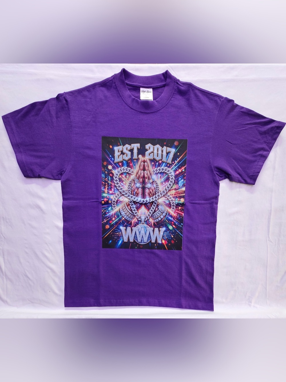 Purple Graphic Short Sleeve Tee with EST. 2017 Print